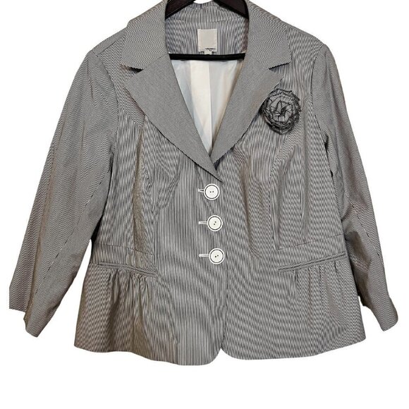 Halogen Seersucker Peplum Blazer with Matching Fabric Flower 18W